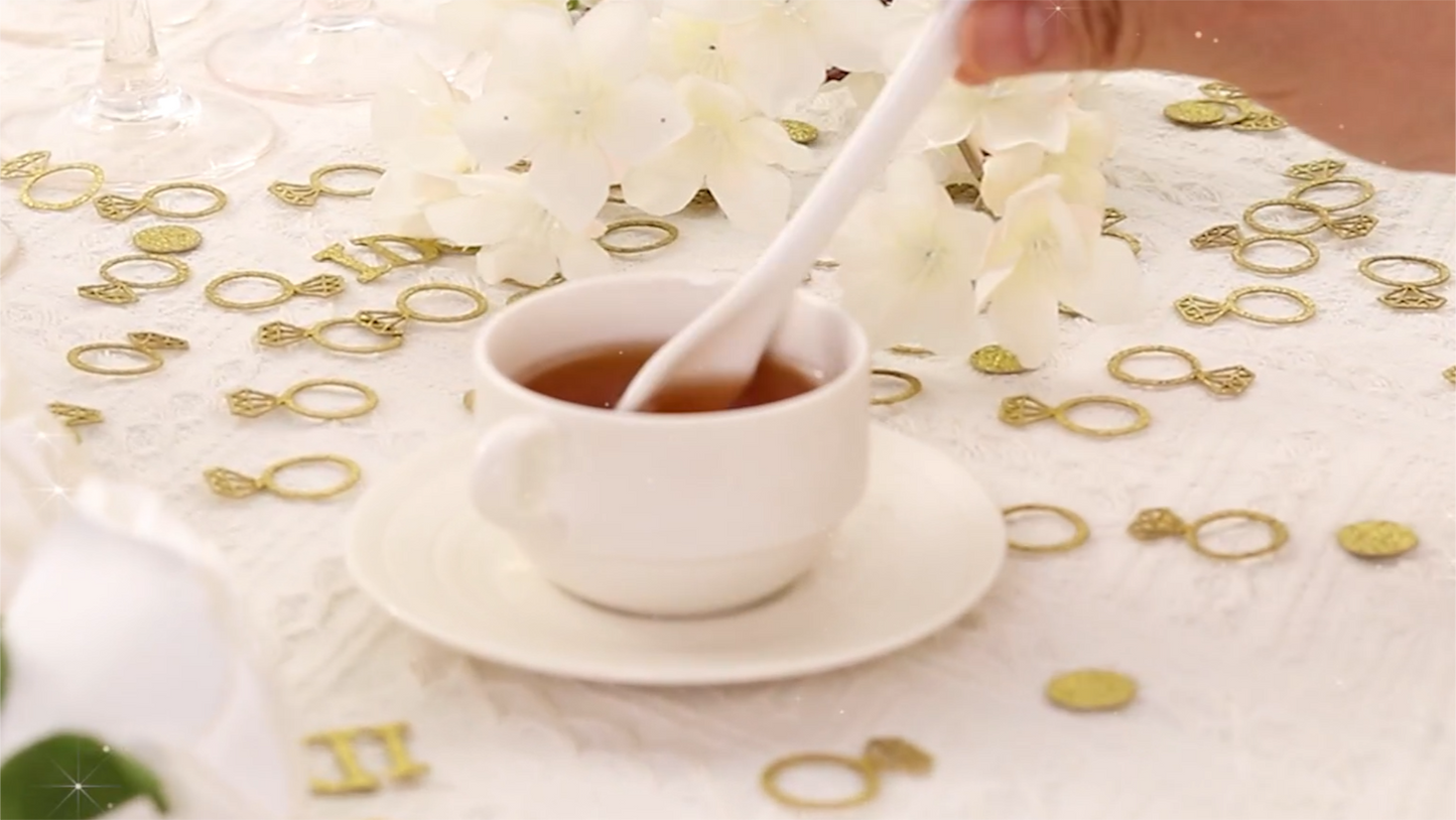 Bulk 10 Pack Gold Confetti 2025 Shimmering Diamond Ring Shape for Wedding Reception Bridal Shower & Engagement Party Decor Wholesale