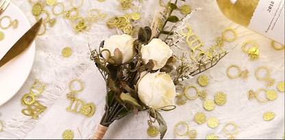 Bulk 10 Pack Gold Confetti 2025 Shimmering Diamond Ring Shape for Wedding Reception Bridal Shower & Engagement Party Decor Wholesale