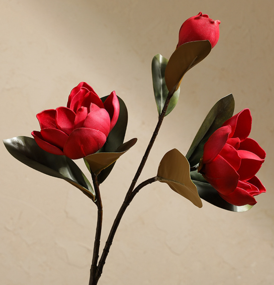 Bulk Magnolia Artificial Flowers Steel Wires Stems Crush UV Fade Proof for Wedding Bouquets Vase Centerpieces Home Decor Wholesale