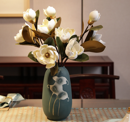 Bulk Magnolia Artificial Flowers Steel Wires Stems Crush UV Fade Proof for Wedding Bouquets Vase Centerpieces Home Decor Wholesale