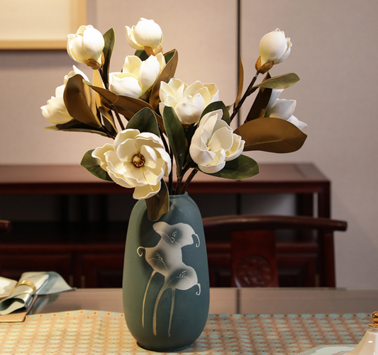 Bulk Magnolia Artificial Flowers Steel Wires Stems Crush UV Fade Proof for Wedding Bouquets Vase Centerpieces Home Decor Wholesale