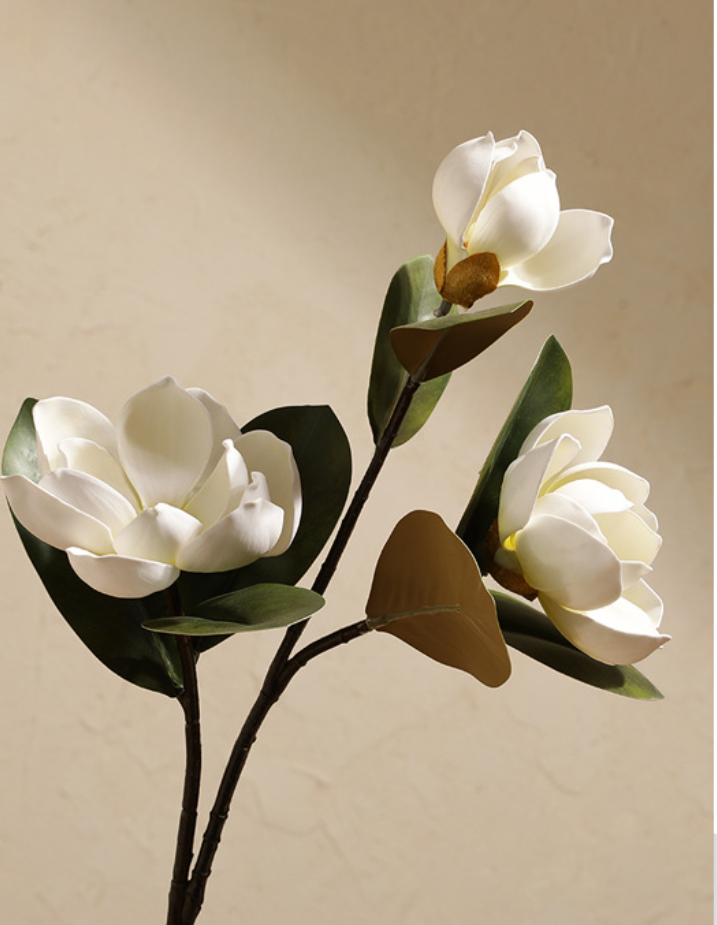 Bulk Magnolia Artificial Flowers Steel Wires Stems Crush UV Fade Proof for Wedding Bouquets Vase Centerpieces Home Decor Wholesale