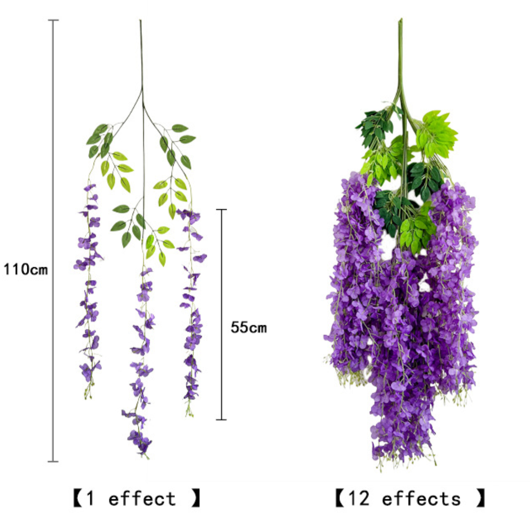 Bulk 12 Pack Wisteria Artificial Flowers Vines Rust Proof  Chains Fade Proof for Wedding Arch Garden Wall Outdoor Decor Wholesale
