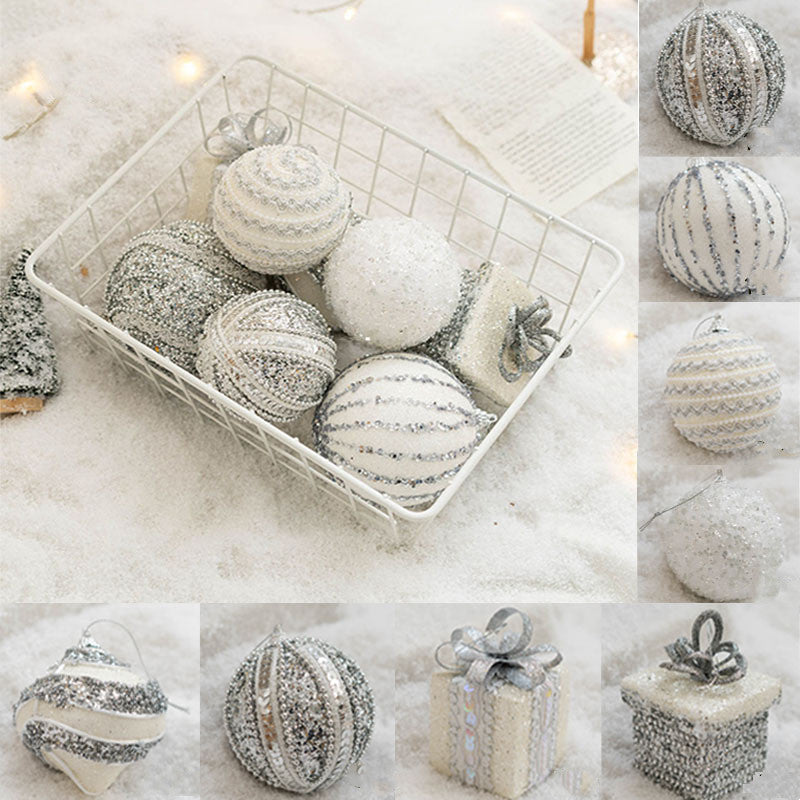 8 Pcs Glitter Christmas Tree Ball Ornaments Hanging Holiday Decorations
