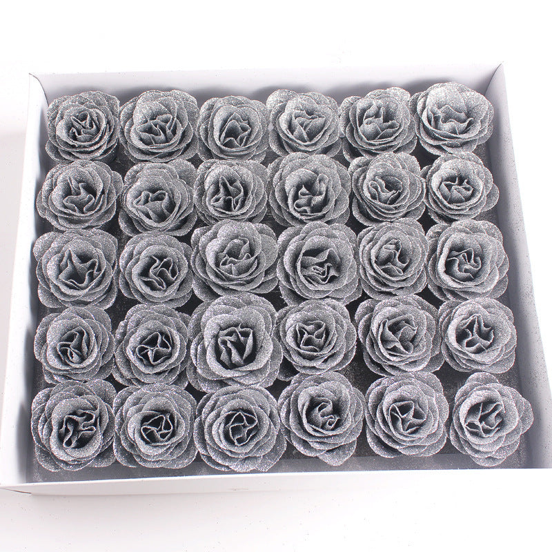 30 Pcs Artificial Glitter Roses Bouquet, 12 Inch DIY Silk Flowers for Weddings Anniversary