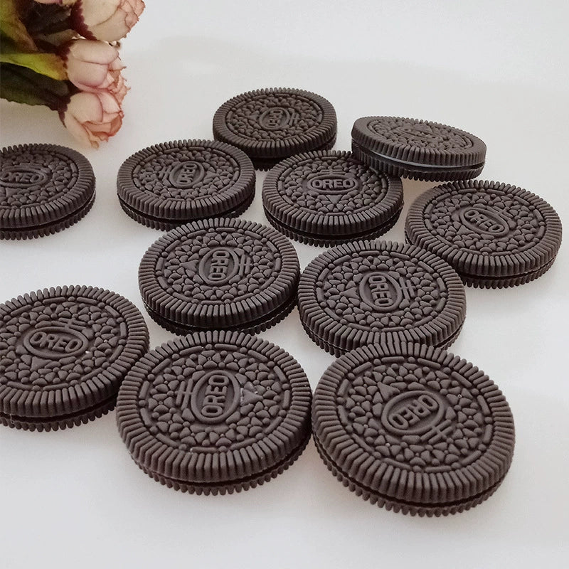 10-Pack Realistic Oreo Cookie Replicas - 2 Inch Diameter, PVC Material