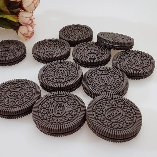 10-Pack Realistic Oreo Cookie Replicas - 2 Inch Diameter, PVC Material