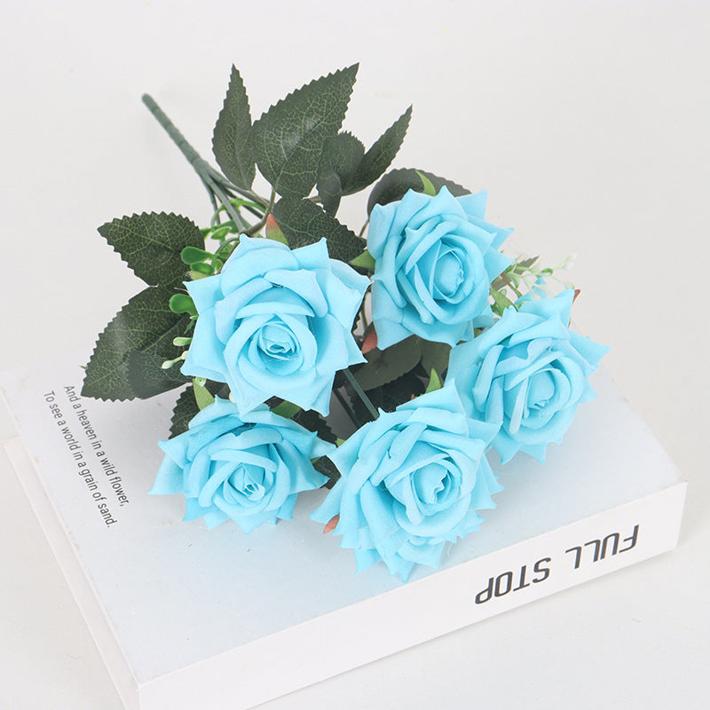 11 Colors 14 Inch Velvet Artificial Rose Bush Stems Bulk 11 Pcs Silk Flowers