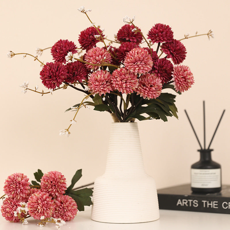 12.2 Inch Artificial Pom Pom Mums Bouquet, 10 Pcs Realistic Silk Fall Flowers for Autumn Decor, Thanksgiving Tabletop Wreath DIY