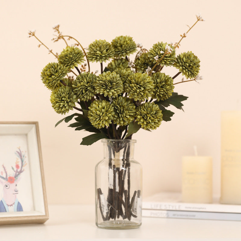12.2 Inch Artificial Pom Pom Mums Bouquet, 10 Pcs Realistic Silk Fall Flowers for Autumn Decor, Thanksgiving Tabletop Wreath DIY