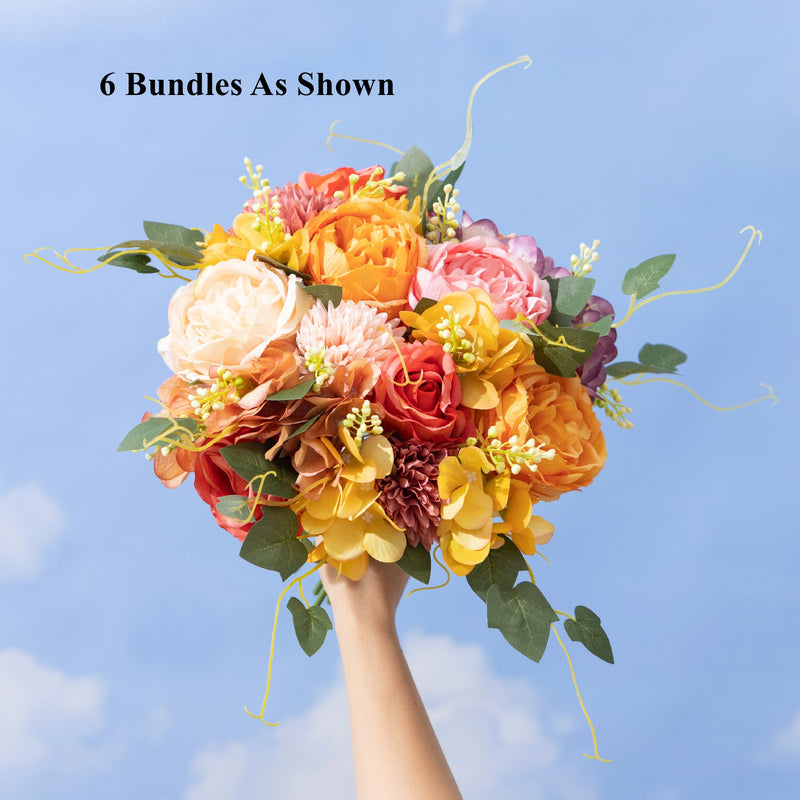 12 Inch Small Artificial Peony Stems Bundle, 12 Pcs Silk Flowers for Wedding Crafts Table Arrangements