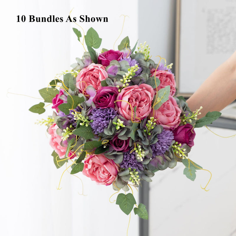 12 Inch Small Artificial Peony Stems Bundle, 12 Pcs Silk Flowers for Wedding Crafts Table Arrangements