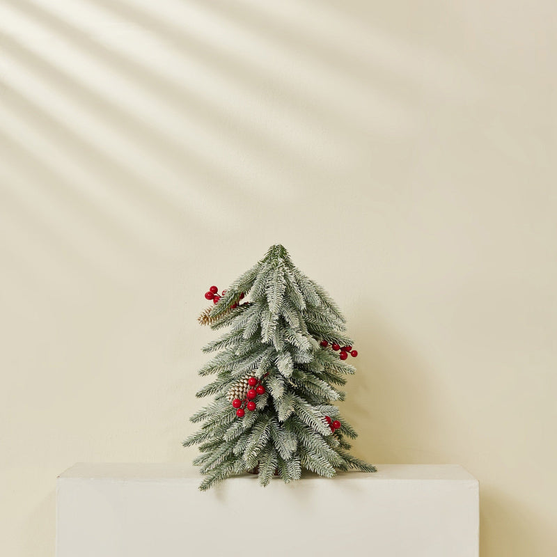 15.7 Inch Artificial Christmas Tree with Berries and Pinecones in Pot, Bulk Wholesale