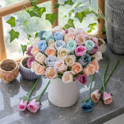 Mini Rose Bud Stems 50 Pcs 6 Inch Artificial Silk Flowers for Crafts Wedding DIY Centerpieces