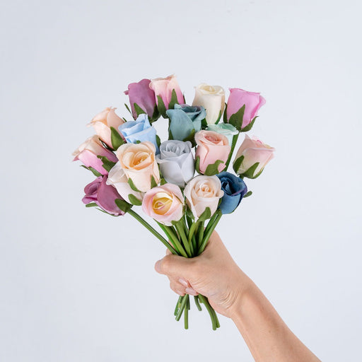 Mini Rose Bud Stems 50 Pcs 6 Inch Artificial Silk Flowers for Crafts Wedding DIY Centerpieces