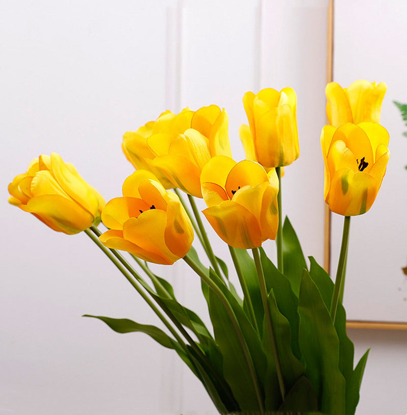 12 Inch Artificial Silk Tulip Flowers Bouquet, 12 Pcs, 19" Stems, Bulk Wholesale