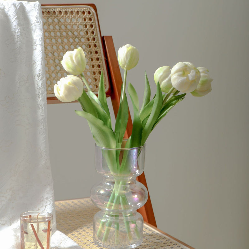 Real Touch Tulips Bouquet, 10 Stems, Soft Latex Artificial Flowers, 12 Inch, Pink