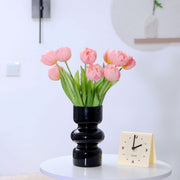 Real Touch Tulips Bouquet, 10 Stems, Soft Latex Artificial Flowers, 12 Inch, Pink
