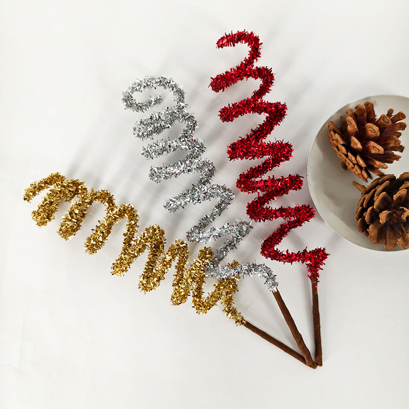 7.8 Inch Christmas Glitter Spiral Picks Stems Bulk Quantity Artificial Holiday Decor