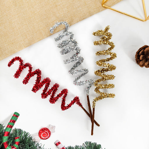 7.8 Inch Christmas Glitter Spiral Picks Stems Bulk Quantity Artificial Holiday Decor