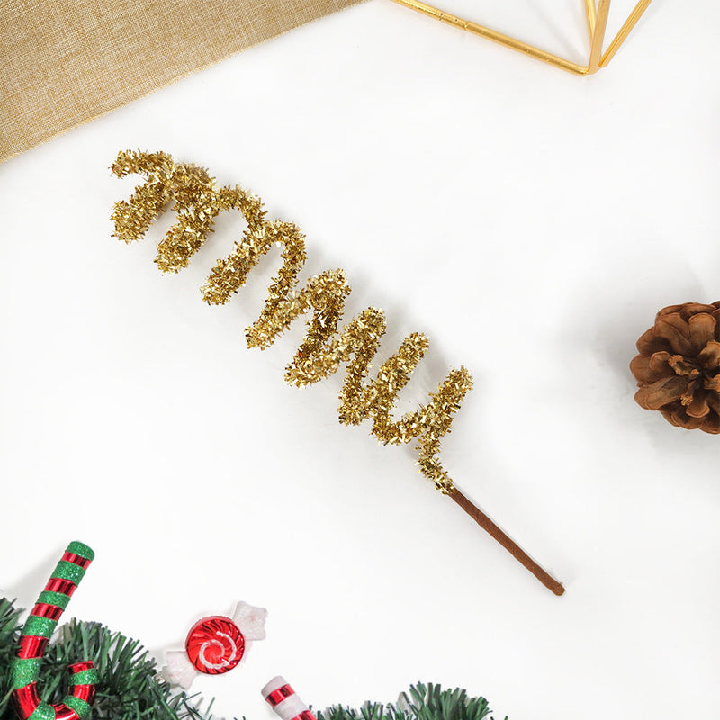 7.8 Inch Christmas Glitter Spiral Picks Stems Bulk Quantity Artificial Holiday Decor