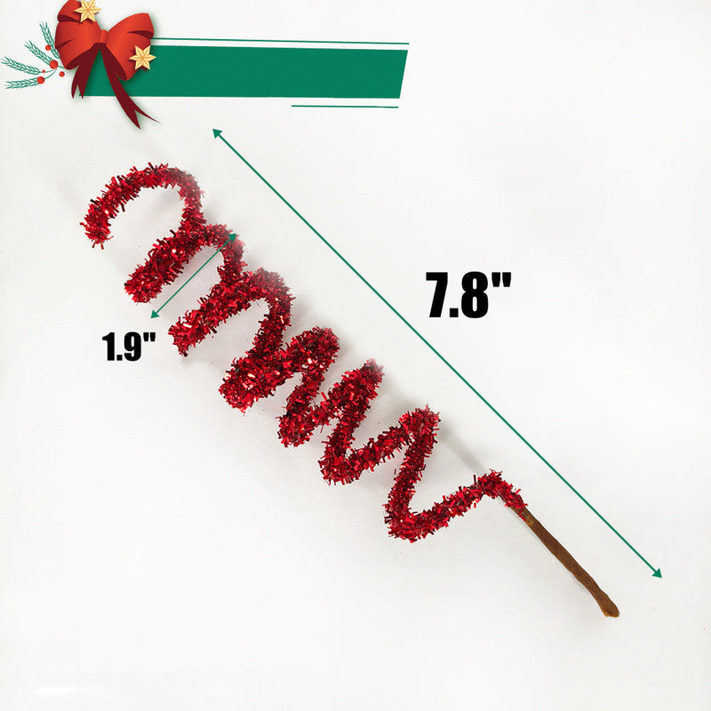 7.8 Inch Christmas Glitter Spiral Picks Stems Bulk Quantity Artificial Holiday Decor