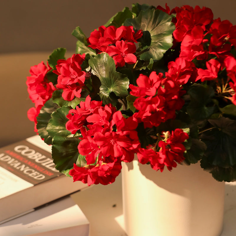 Real Touch Geranium Bush 17 Inch UV Resistant Artificial Flower