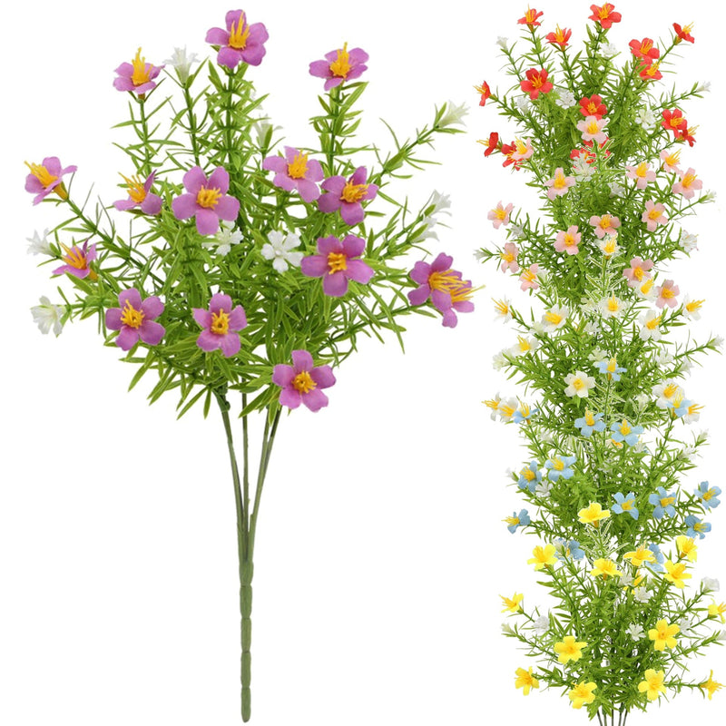 6 Bundles Artificial Spring Flowers for Outdoors UV Resistant Silk Flowers Bulk