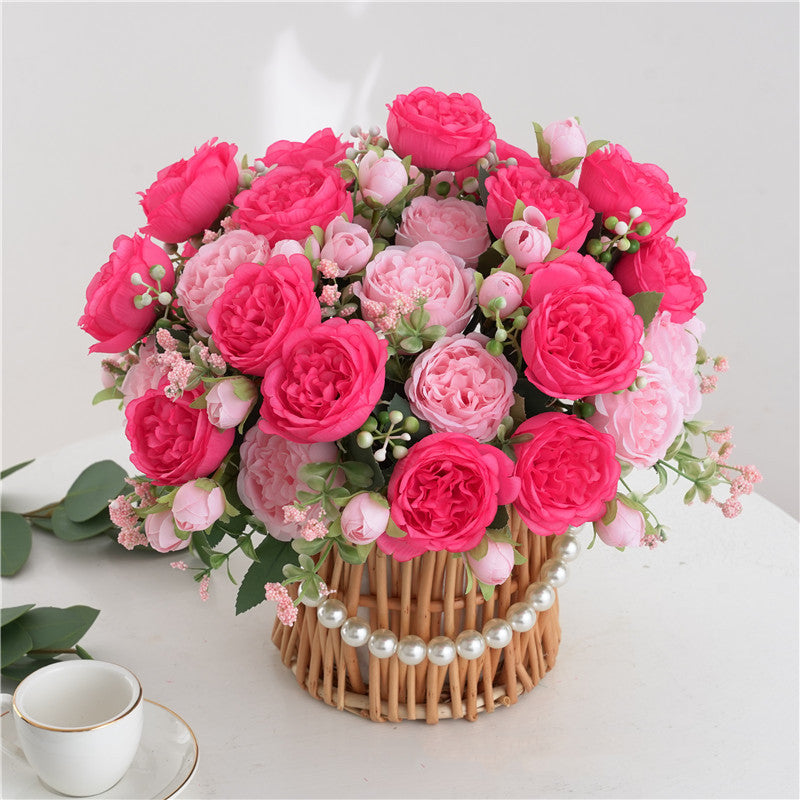 11.8 Inch Small Artificial Spring Peony Bush Bouquet, Bulk Flower Arrangements