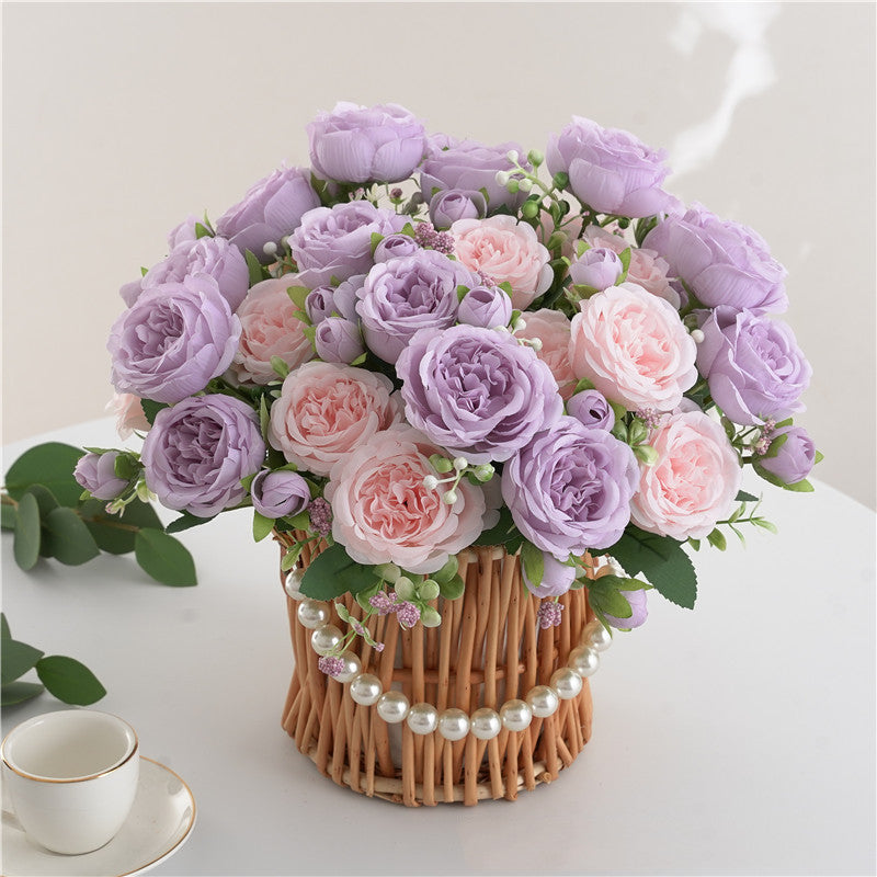 11.8 Inch Small Artificial Spring Peony Bush Bouquet, Bulk Flower Arrangements