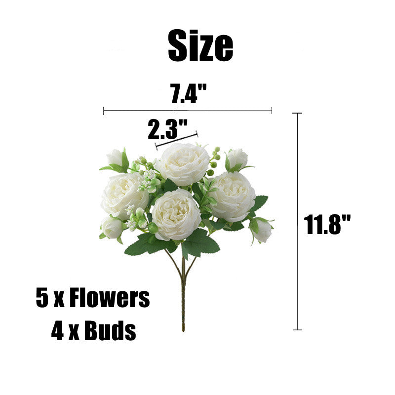 11.8 Inch Small Artificial Spring Peony Bush Bouquet, Bulk Flower Arrangements