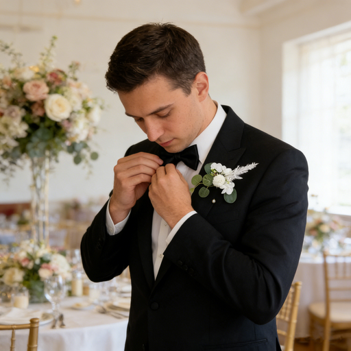 White Pom-Pom Hydrangea Boutonniere with Pearl Pin for Wedding, Bulk Quantity, Artificial Flowers