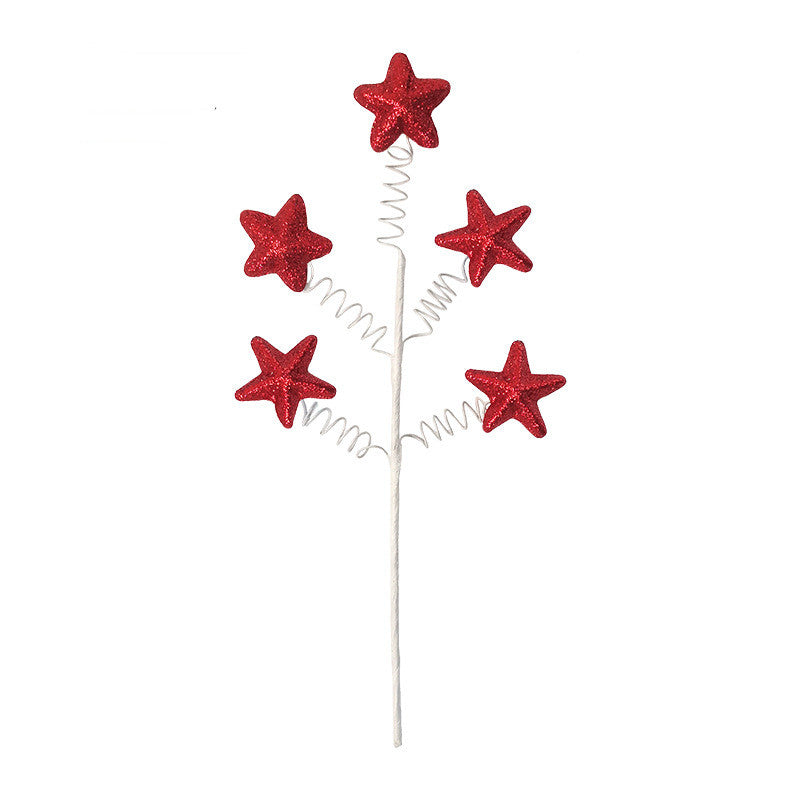 12 Inch Red White Blue Star Glitter Artificial Flower Stems Picks 12 Pcs for Memorial Day Labor Day Veterans Day Decoration