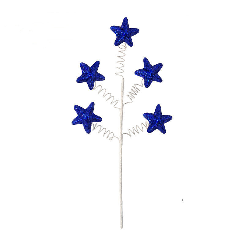 12 Inch Red White Blue Star Glitter Artificial Flower Stems Picks 12 Pcs for Memorial Day Labor Day Veterans Day Decoration