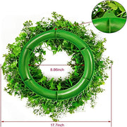 Artificial Shamrock Clover Wreath with Lights 18 Inch Greenery St. Patrick's Day Front Door Decor