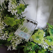 Artificial Shamrock Clover Wreath with Lights 18 Inch Greenery St. Patrick's Day Front Door Decor