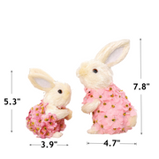 2 Pcs Handmade Straw Easter Bunny Decoration - Natural Material, Holiday Ornament