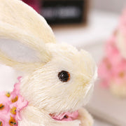 2 Pcs Handmade Straw Easter Bunny Decoration - Natural Material, Holiday Ornament