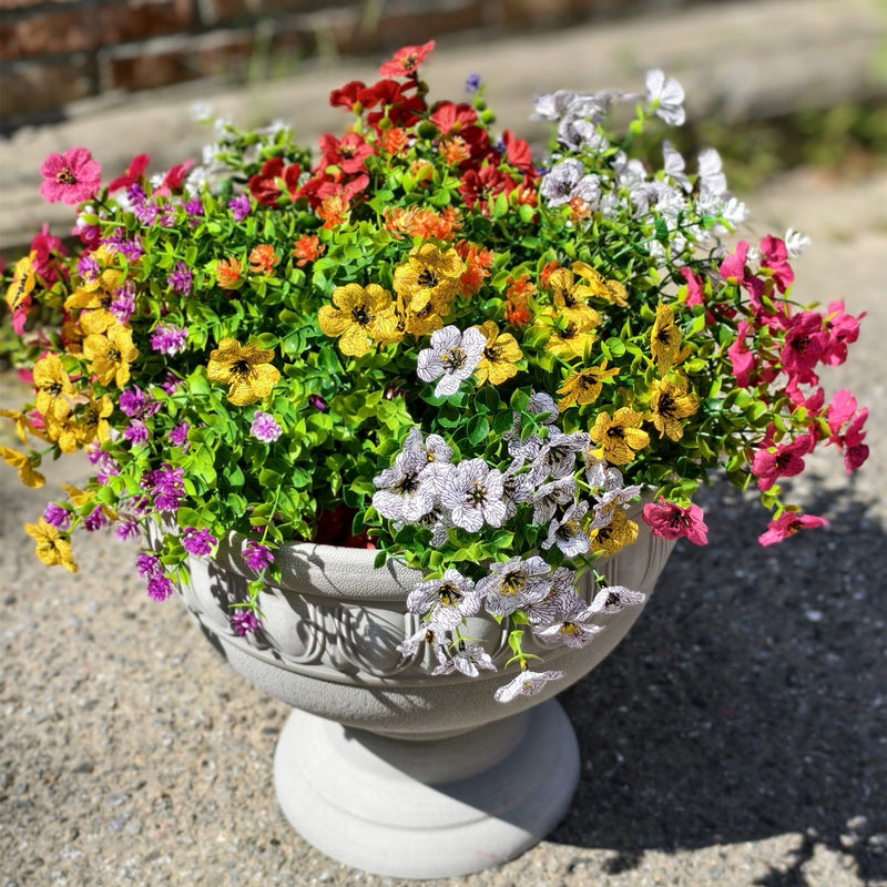 14 Bundles Artificial Flowers UV Resistant Outdoor Garden Plants Bulk Wholesale