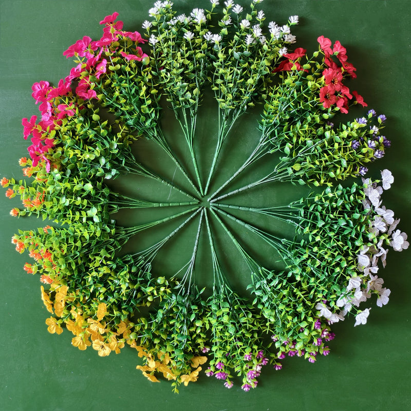 14 Bundles Artificial Flowers UV Resistant Outdoor Garden Plants Bulk Wholesale