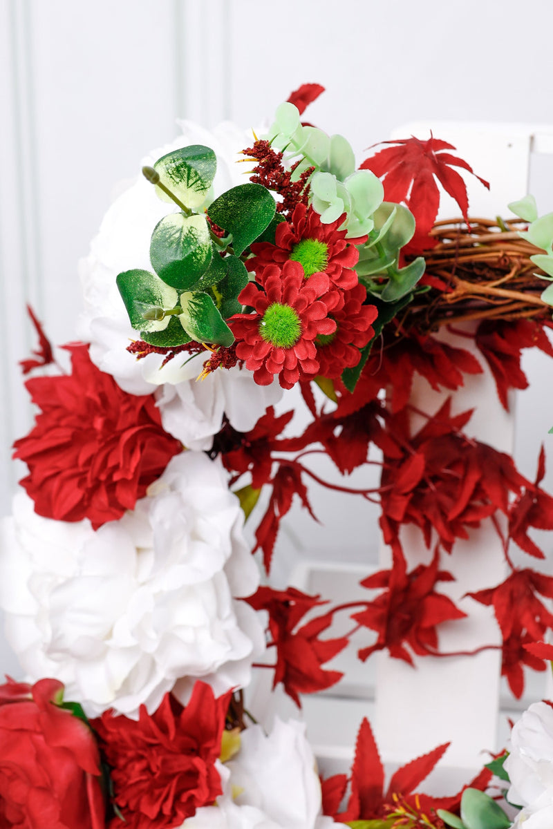 17 Inch Artificial Burgundy Summer Flowers Bulk Wreath Silk
