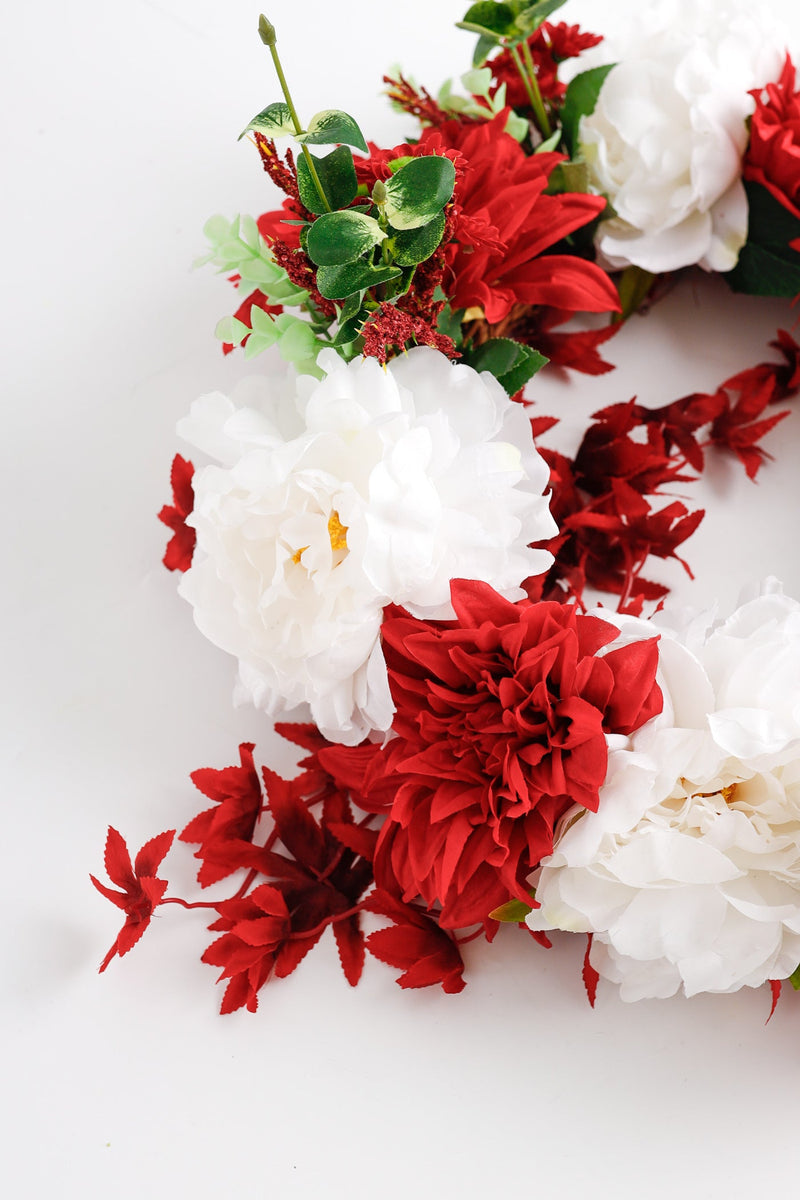 17 Inch Artificial Burgundy Summer Flowers Bulk Wreath Silk