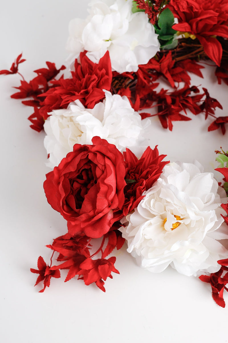 17 Inch Artificial Burgundy Summer Flowers Bulk Wreath Silk