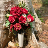 Bulk Summer Memorial Flowers with Vase Red Rose Graveyard Grave Flowers Wholesale