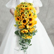 9 Inch Artificial Sunflower Cascading Bridal Wedding Bouquet Bulk Quantity