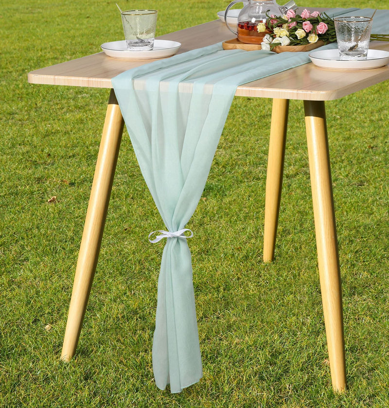 9 Colors Chiffon Table Runners Bulk Pack for Weddings, Classic Design, 12 Inch Width, 10 Pieces