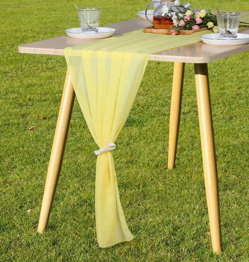 9 Colors Chiffon Table Runners Bulk Pack for Weddings, Classic Design, 12 Inch Width, 10 Pieces