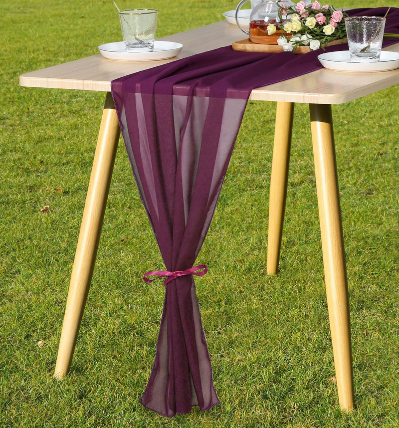 9 Colors Chiffon Table Runners Bulk Pack for Weddings, Classic Design, 12 Inch Width, 10 Pieces