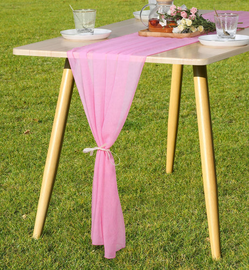 9 Colors Chiffon Table Runners Bulk Pack for Weddings, Classic Design, 12 Inch Width, 10 Pieces