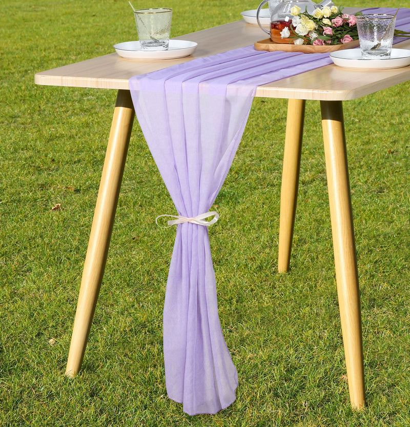 9 Colors Chiffon Table Runners Bulk Pack for Weddings, Classic Design, 12 Inch Width, 10 Pieces